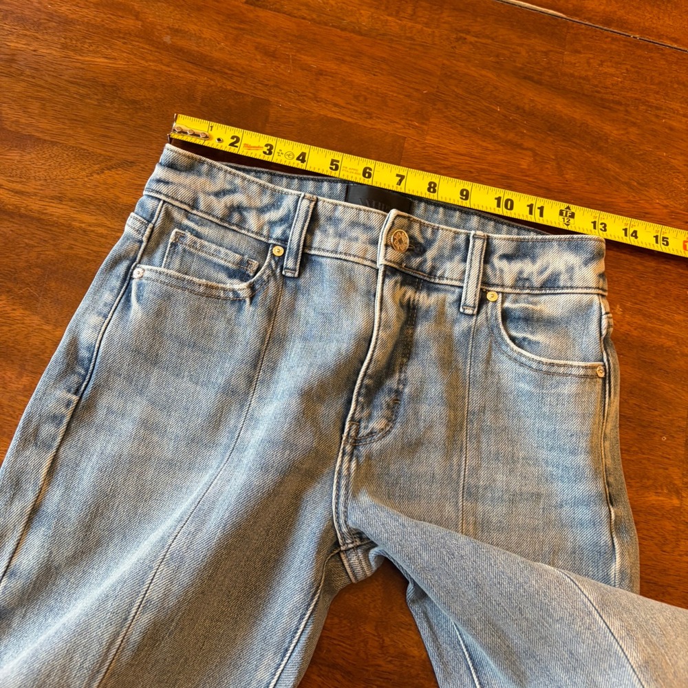 WHBM High-Rise Straight Jeans Size 00 Light Wash Raw Slit Hem Pintuck - Picture 14 of 14